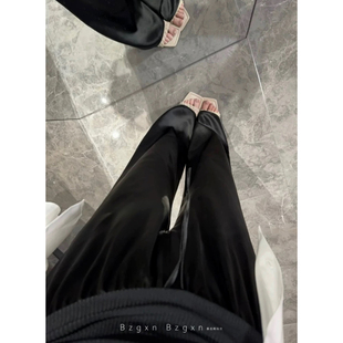 暴走高仙女2026夏季 缎面高个子加长高腰垂感仿醋酸冰凉感直筒宽松