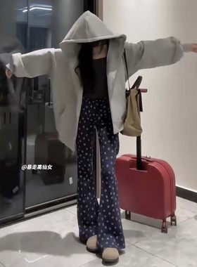 高腰高个子加长拖地裤