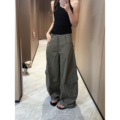 军绿色工装裤春175高个子女生