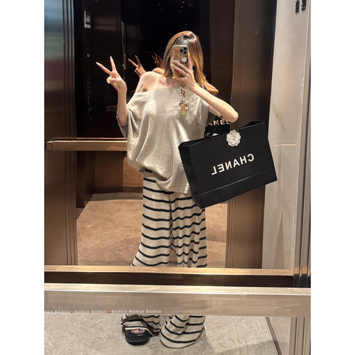 春季条纹拖地裤高个子女生加长版
