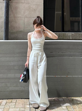 暴走高仙女高个子超长老钱风白色2026春夏松弛慵懒阔腿直筒休闲裤