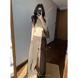 直筒拖地裤 暴走高仙女175高个子加长180春秋休闲阔腿裤 女宽松西装