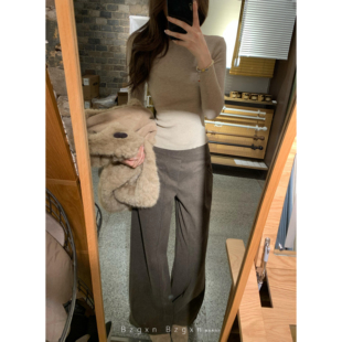 175高个子加长180春季2026新款通勤风咖色阔腿裤女显瘦休闲长裤子