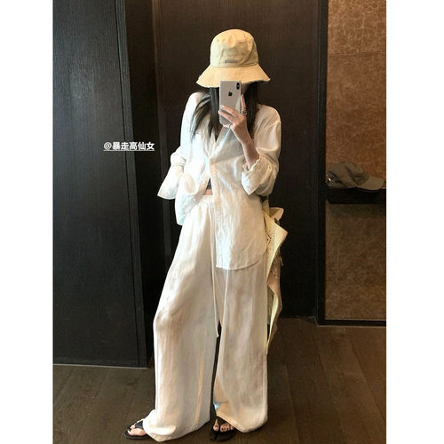 高个子衬衫加长慵懒风宽松开衫