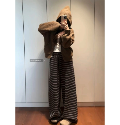 175高个子185加长条纹针织休闲裤