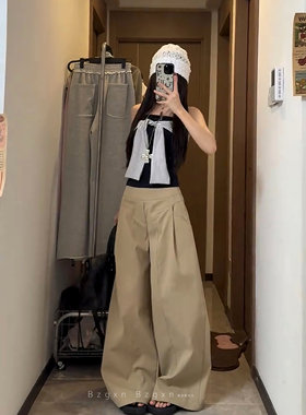 卡其色直筒拖地裤高个子女生加长