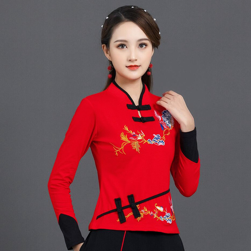 刺绣花民族风女装立领复古上衣棉