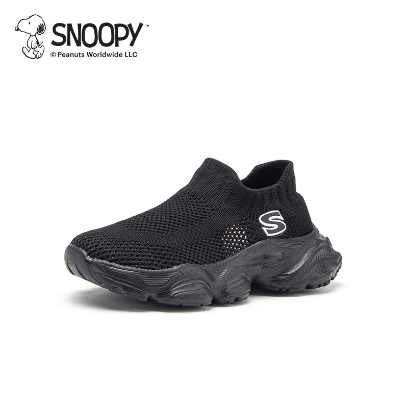 史努比男童女童单网鞋小白鞋春夏季一脚蹬镂空透气跑步儿童运动鞋