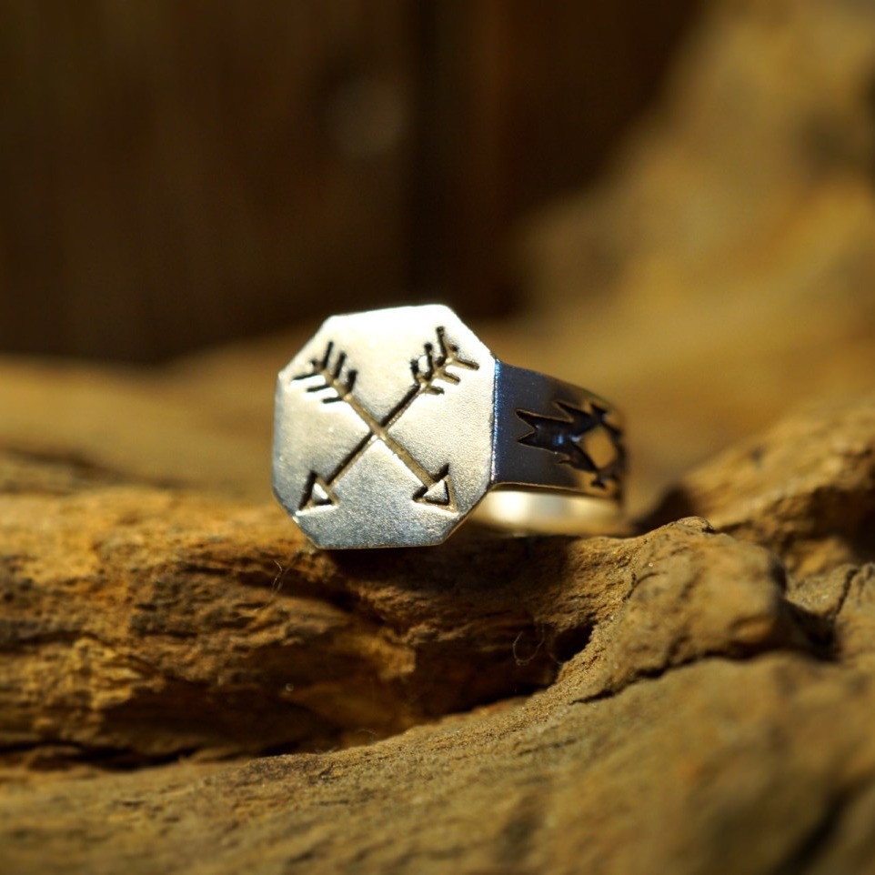 弓箭印第安新款开口戒指千叶复古