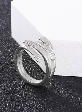 几何交叉食指戒925纯银时尚