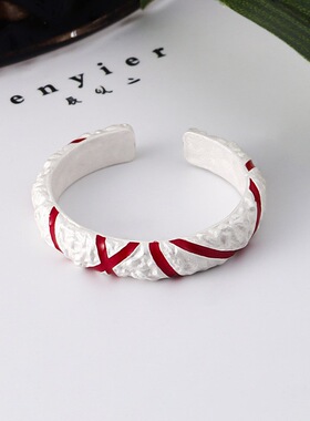 新款红意戒指男女通用开口指环高级感丝绸滴胶设计潮牌轻奢手饰品