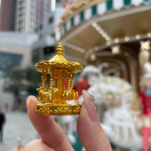 新款 金色黄铜旋转木马摆件精致可爱童年梦想送女友送宝宝生日礼物