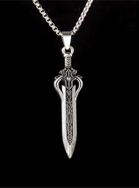 新中式国潮复古道家青铜宝剑吊坠个性潮男霸气项链护身符挂坠礼物