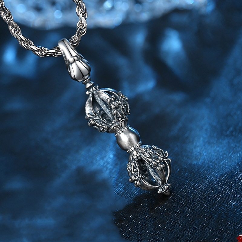 做旧金刚杵吊坠五股藏式法器降魔杵项链新潮男女款个性复古配饰品