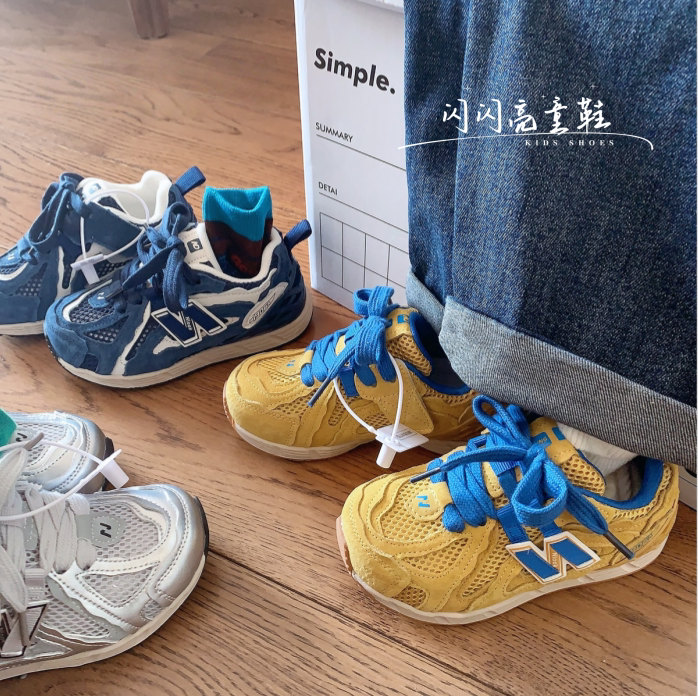 儿童运动鞋2026春夏款N字亮色老爹鞋男童女童单网百搭童鞋休闲鞋