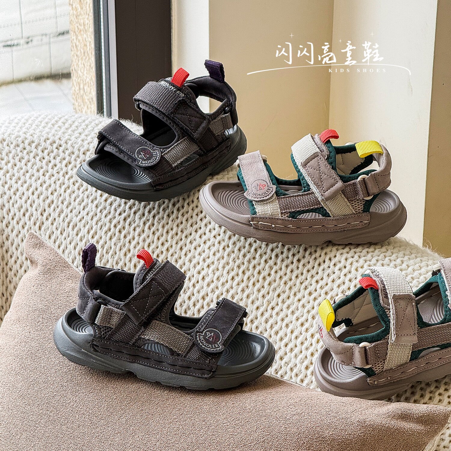 儿童沙滩鞋夏款1-3岁男童运动凉鞋女童休闲百搭露趾魔术贴凉鞋潮2
