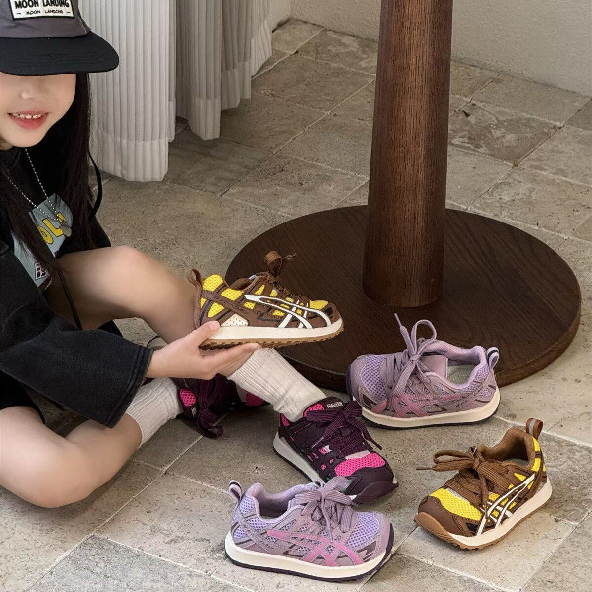 2026新款潮牌春季儿童运动鞋男女童撞色透气网面阿甘鞋休闲跑鞋潮