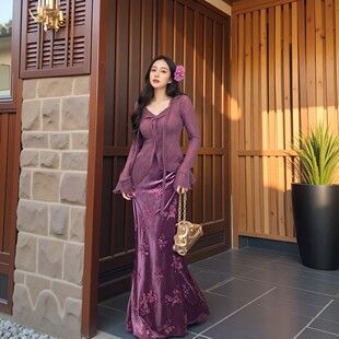 MOSS【金玉簇】国风新中式亮片丝绒刺绣鱼尾中长款半裙女