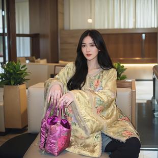 MOSS【金韵芳华】提花貂毛夹棉插肩袖外套