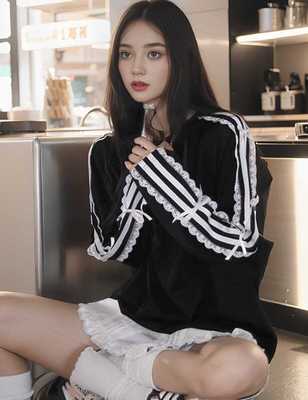 宽松蕾丝边长袖地球店遮肉轻薄