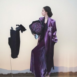 MOSS【墨紫烟】国风新中式定制刺绣正反两穿全羊毛大衣女