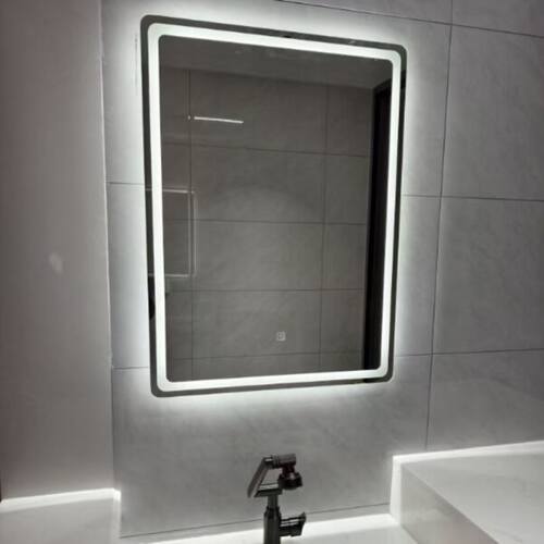 竖款方形智能镜触摸感应防雾带灯浴室镜子卫生间酒店led灯化妆镜