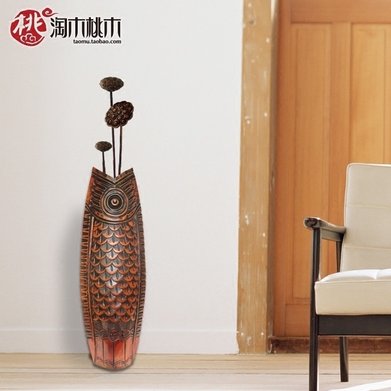 花瓶古典家居客厅装饰木雕工艺品