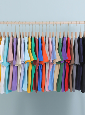 嘻哈纯棉纯色情侣短袖打底衫T桖白色男女体恤糖果色半袖衣服上衣