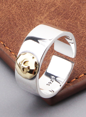 s925纯银开口戒指简约单身男