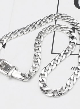 纯银皮带扣光面锁骨链男女同款