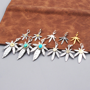 s925纯银饰镀金高桥羽毛枫叶飞鹰吊坠日韩男女个性 百搭高级感项坠