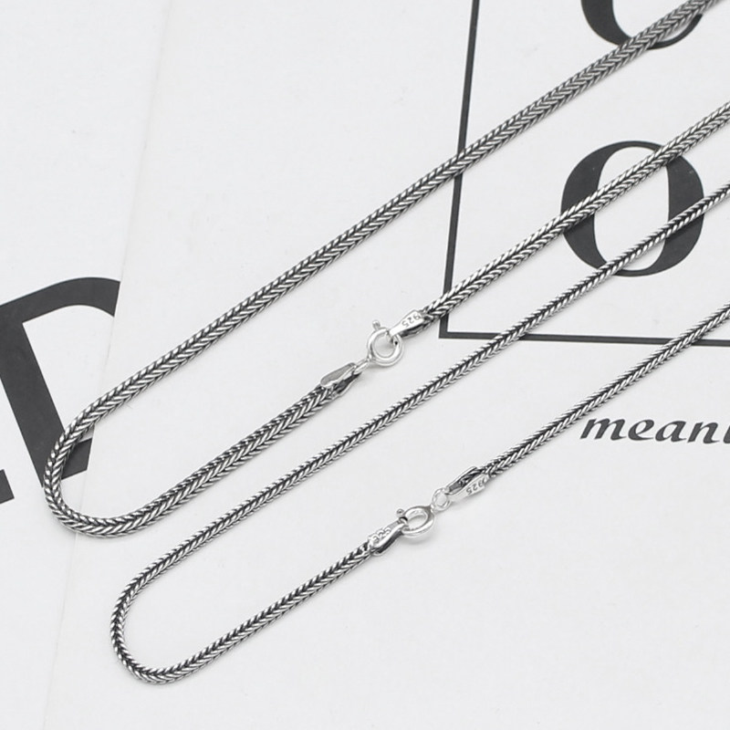 秋冬s925纯银手工编织麻绳蛇骨锁骨项链复古个性百搭潮男女圣诞节