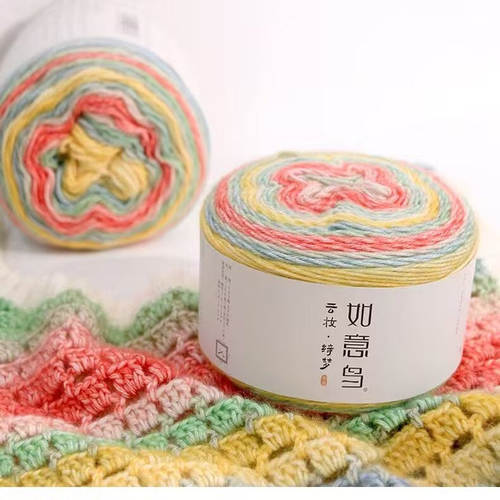 如意鸟围巾渐变蛋糕毛线手工编织
