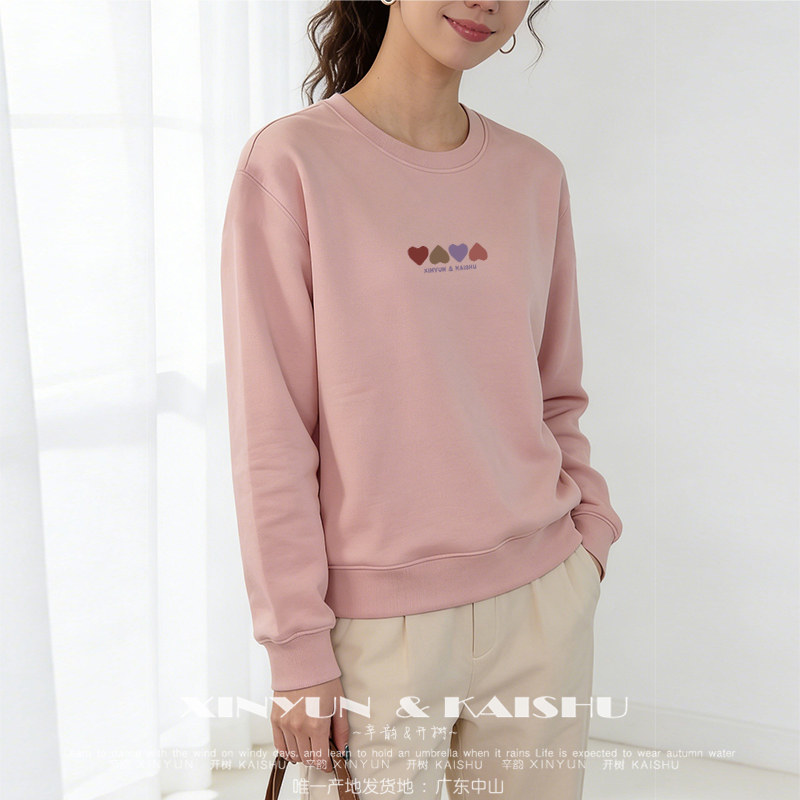 纯棉圆领卫衣休闲宽松春秋季加绒打底衫内搭无帽套头减龄女士上衣,女装/女士精品,卫衣/绒衫,淘宝优惠券,粉丝福利购,淘宝优惠卷