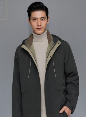 S244027F00爱登堡男装冬装2024新款休闲服白鸭绒羽绒服毛皮服