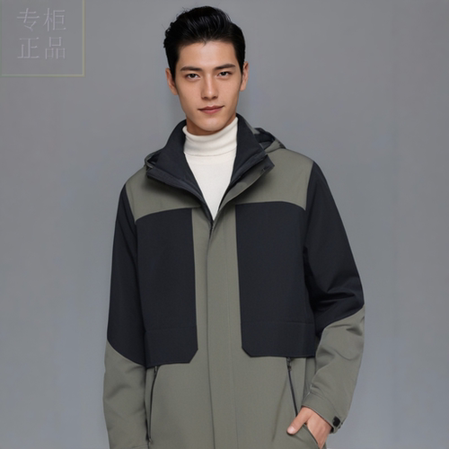 S244027F02爱登堡男装冬装2024新款休闲服白鸭绒羽绒服毛皮服