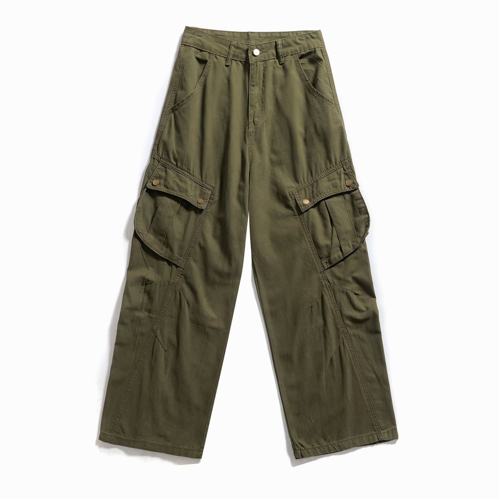 工装风多口袋阔腿裤 宽松直筒九分休闲裤 复古街头风帅气工装裤,女装/女士精品,时尚工装裤,淘宝优惠券,粉丝福利购,淘宝优惠卷