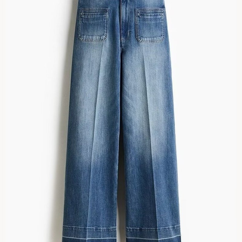 复古水洗蓝高腰阔腿牛仔裤女 春秋宽松显瘦垂感直筒长裤,女装/女士精品,牛仔裤,淘宝优惠券,粉丝福利购,淘宝优惠卷