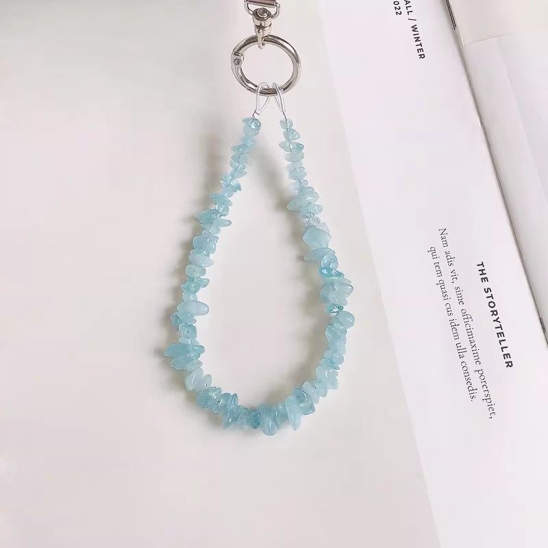 日本DEMIU天然海蓝宝手机挂绳手腕绳手机壳挂饰可斜跨手机链串珠,3C数码配件,手机挂件/手机链,淘宝优惠券,粉丝福利购,淘宝优惠卷