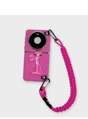 日本PARCE DOLL胭脂粉红豹手提编织绳适用华为mate70pro手机壳自带镜头膜全包防摔个性oppofindx7pro保护套