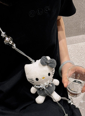 日本PAREO DOLL可爱灰色kt玩偶斜挎挂绳手机绳新款斜背创意手机链