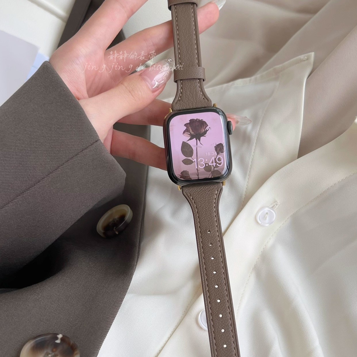 日本PAREO DOLL细款羊皮柔软适用于s9s10代applewatch8SE 表带女
