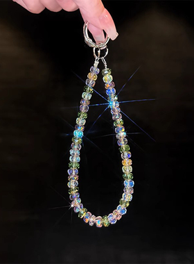 日本PARCE DOL彩色闪钻斜挎可背手机链轻奢小众防摔挂绳水晶挂饰