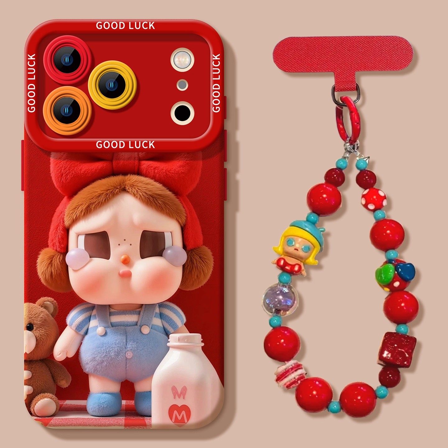 日本DEMIU适用苹果17手机壳哭娃iphone17pro新款17promax红色新年16硅胶15可爱挂绳防摔14喜庆套小众高级感