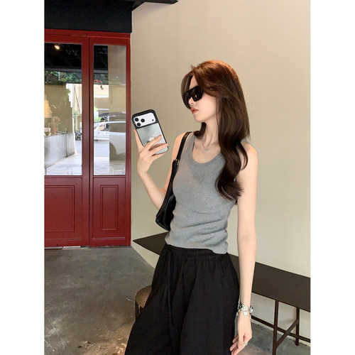 阿一 刚需必囤 弹力舒适感无袖背心女夏季百搭修身打底吊带上衣