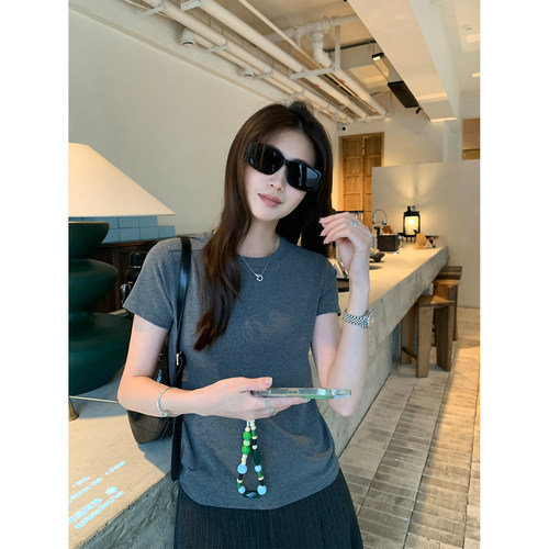 阿一 肩缝分割瘦瘦T 直角肩修身显瘦短袖t恤女夏季百搭休闲上衣