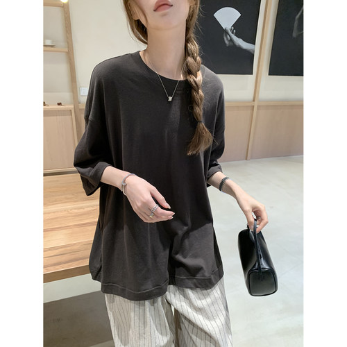 阿一 好舒服纸片人 落肩廓形短袖t恤女夏季宽松大版慵懒风上衣