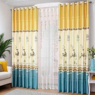 2024新款半遮光遮阳窗帘布家用客厅卧室阳台隔断出租房农村自建房