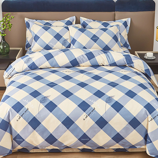 加厚斜纹全棉被套单件磨毛棉单人双人加大220X240被罩床单床上4件