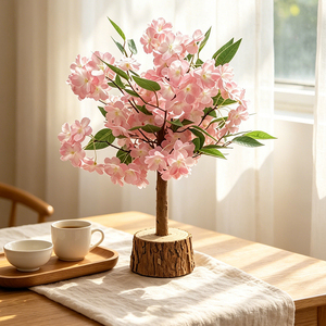 仿真花桌面摆件小花粉色红色花束装饰客厅电脑桌餐桌摆花摆件假花